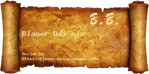 Blaser Bónis névjegykártya